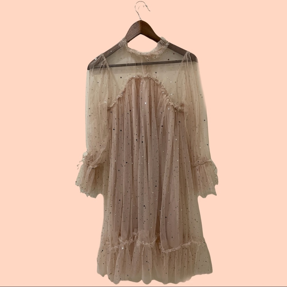NWOT SHEIN Star pink mesh dress